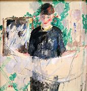 Rik Wouters Woman in Black Reading a Newspaper Germany oil painting artist